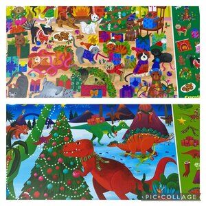 Crocodile Creek Holiday Double Sided Activity Placemats Holiday Cats/ Dinosaurs